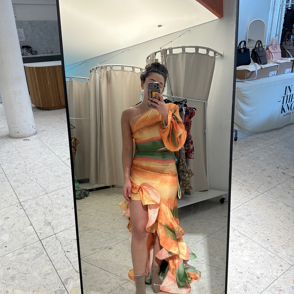 Bronx and Banco Hanna Horizon Gown in Orange Multi - Picture 6 of 6